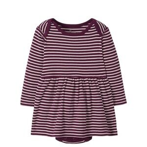 NWT Hanna Andersson Striped Dark Pink Burgundy White Organic Cotton Play Dress